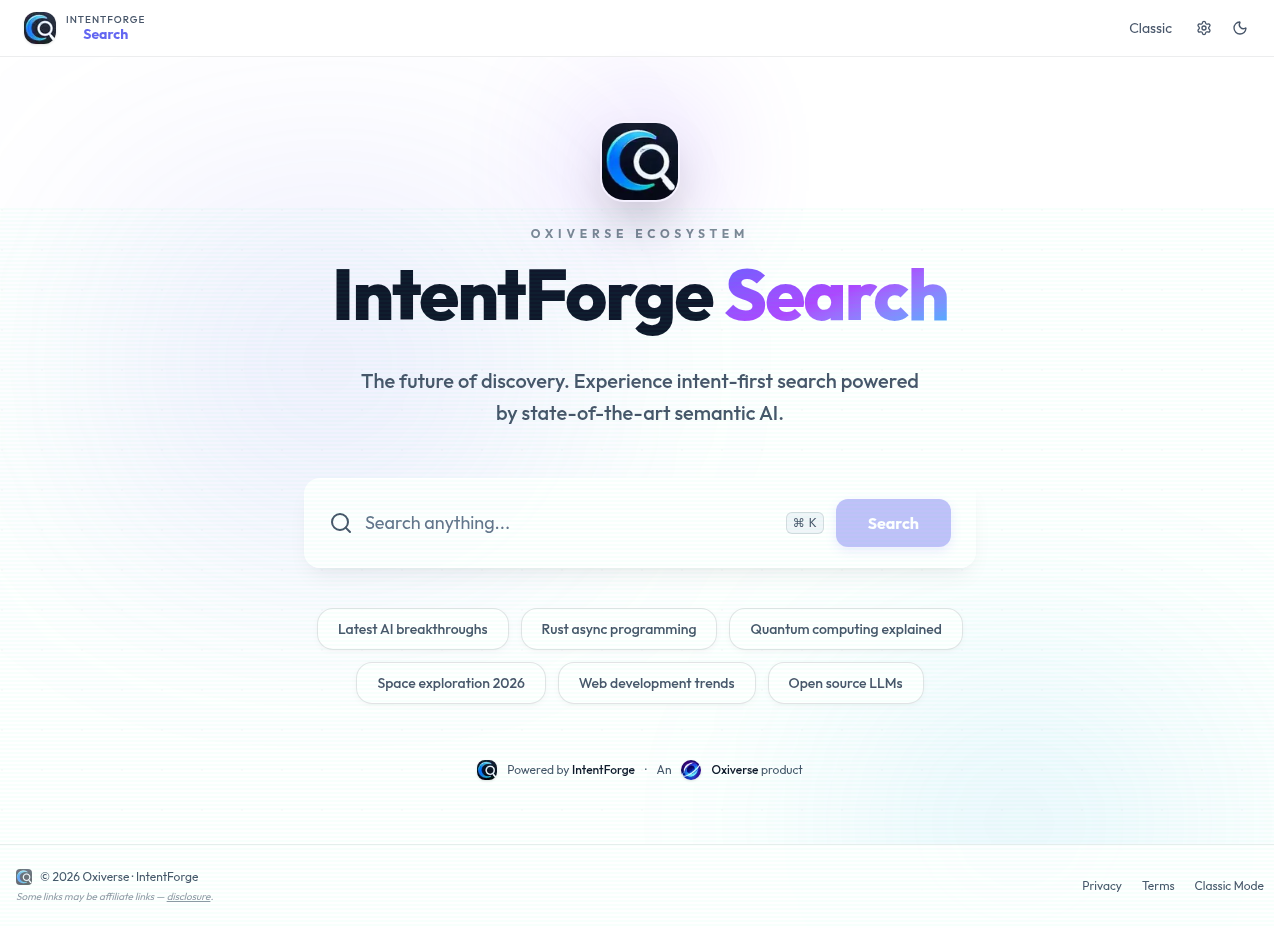 IntentForge search interface